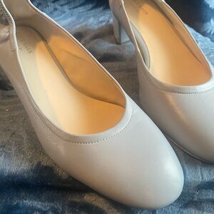 Cole Haan Light Gray Leather Mid Heel Pumps